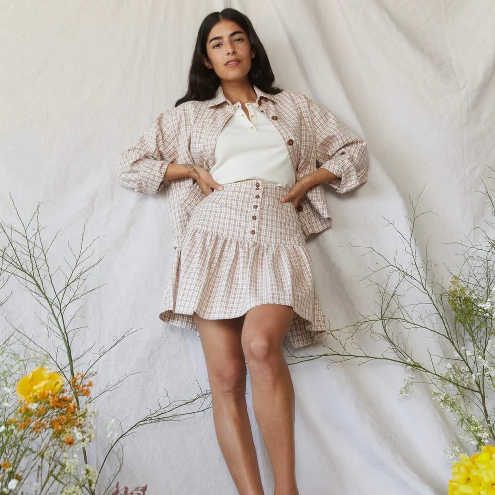 NWT Christy Dawn SET Marley Skirt and Palmer Jacket Mocha plaid small